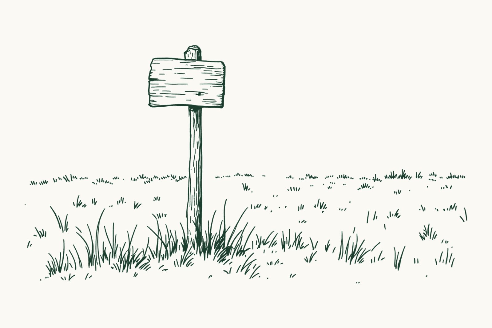 A wooden signpost at the entrance to a field, a numbered pitch marker and a folded map.